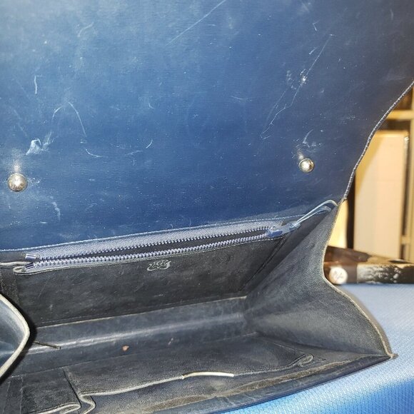 Vintage Blue Leather Top Handle Kelly Bag - Picture 11 of 12